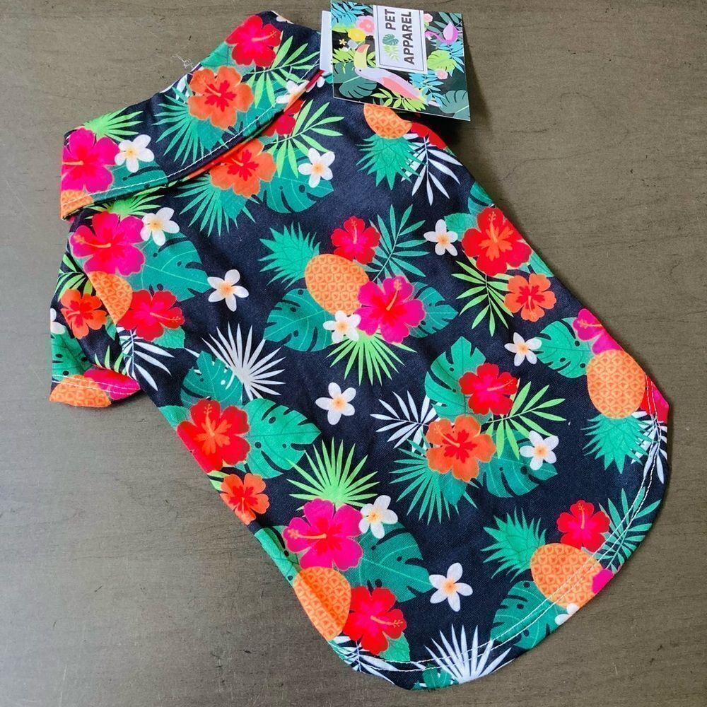 NWT Dog Hawaiian Tropical Hibiscus Shirt S